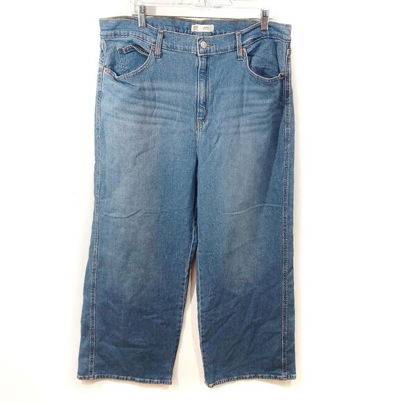 Levis Heritage Wide Leg Cropped Jeans - Picture 1 of 7